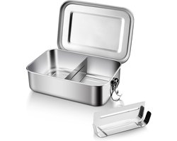 Lunchbox - Roestvrijstalen Lunchbox - Bentobox Van Roestvrij Staal - Lekvrije Constructie Met Vergrendelclip- 1 Stuks - 850ml - Zliver