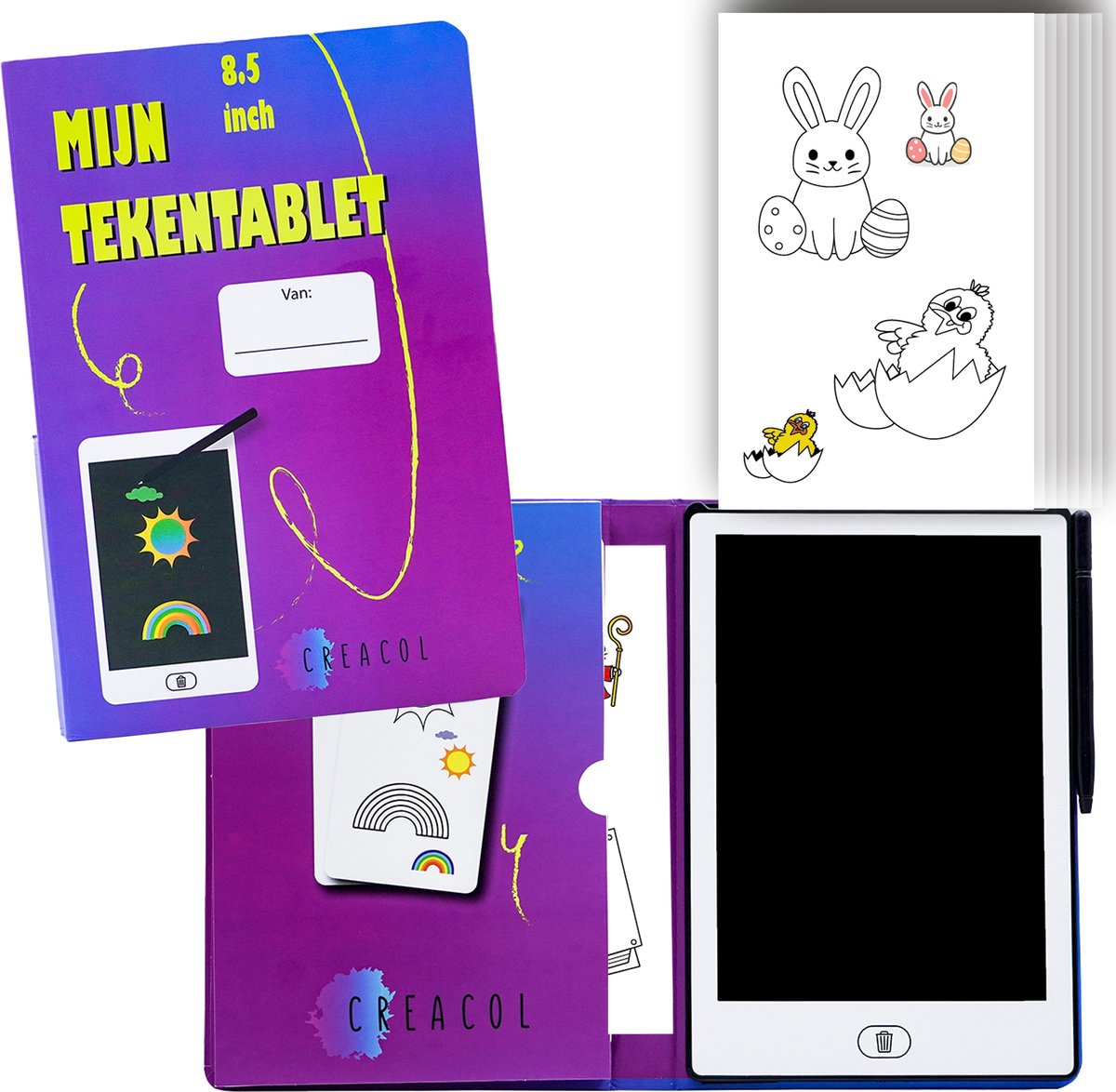 Creacol LCD Tekentablet Kinderen – 95+ Designs - Magnetisch Tekenbord Kinderen - Drawing Tablet - Teken tablet 8,5 inch