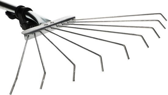 KOTARBAU® Bladhark, Mini Tuinhark, Gegalvaniseerd Staal, 32 cm, Zilver, Verstelbare Bladhark, Handhark, met Telescoopsteel 6-24,5 cm, 9 Tanden, Metalen Hark van Merkloos	 — afbeelding 5