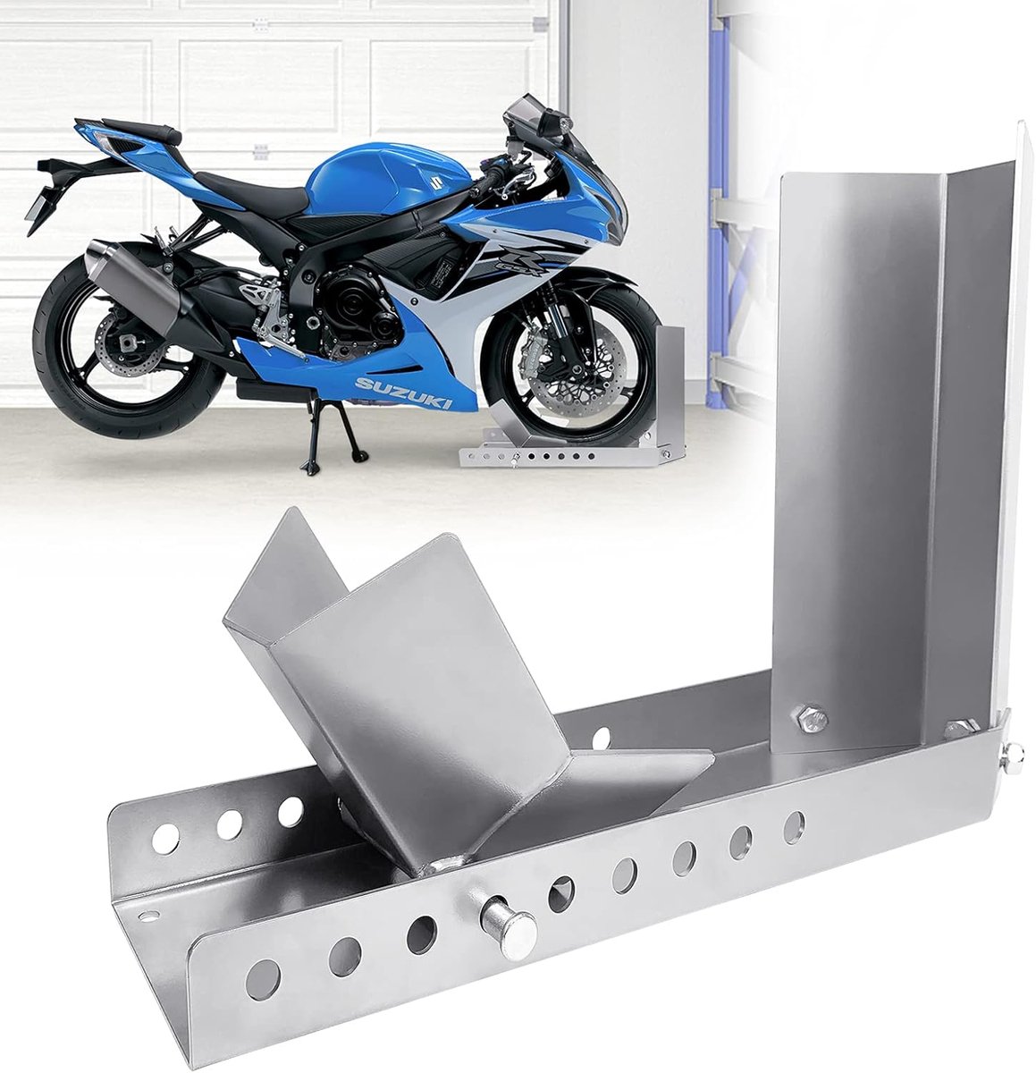 Motorfiets Wielklem - Laad Hulp - Veilig Transport - Verstelbaar Voorwiel - 8-24 Inch - Zilver