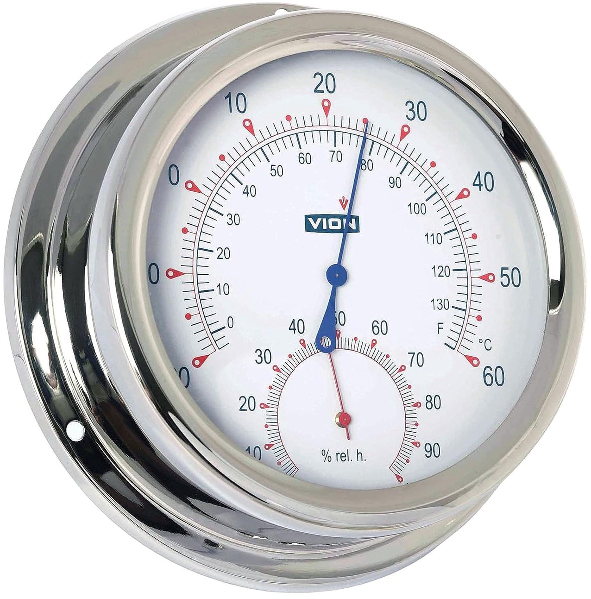 Analoge Thermometer Hygrometer - Weerstation Buiten - Tuin Metingen - Roestvrij Staal - 150mm Lengte - Zilverkleurig