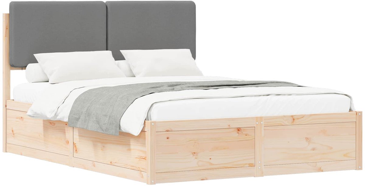 vidaXL - Bedframe - met - Gevoerde - Hoofdbord - Lichtgrijs - 150 - x - 200 - cm