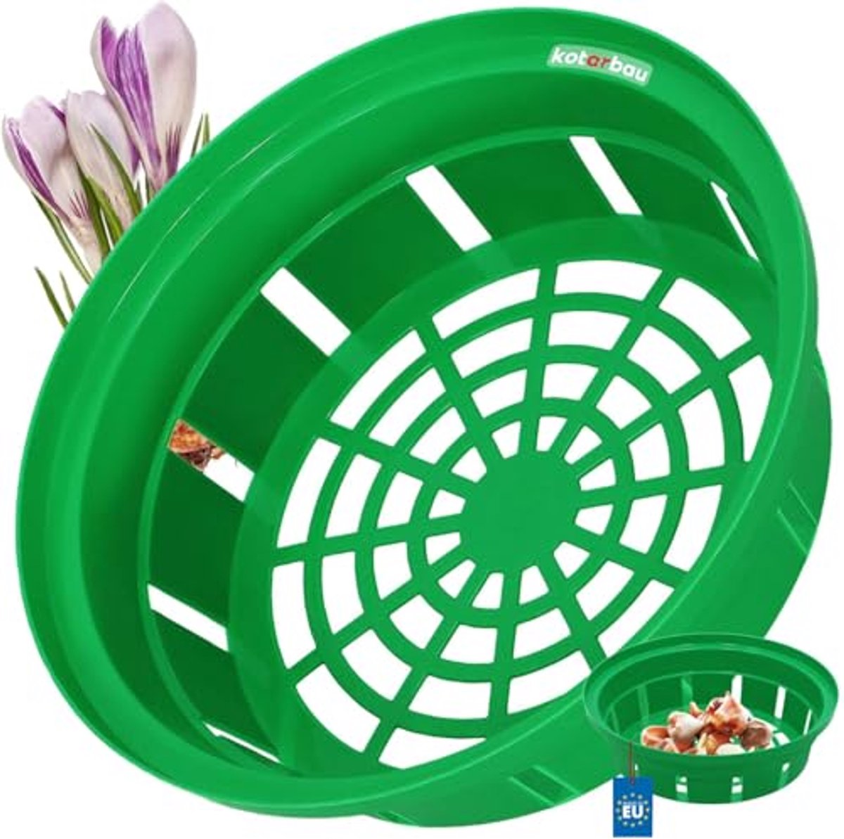 KOTARBAU® Bloembollenmand, ⌀ 200 mm, Groen, Plantenmand Voor Bloembollen, Bollenmanden Rond, Kweekmand van Kunststof, Bloembollen Schaal