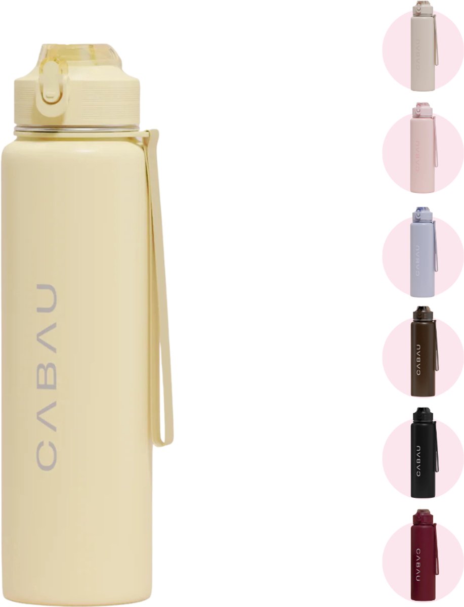 Cabau - Bloom Waterfles Staal - Butter Yellow
