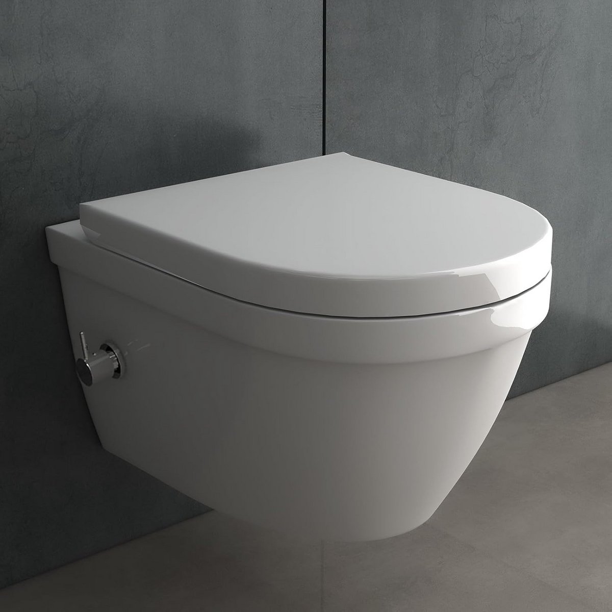 Spoelrandloos toilet met bidet functie en softclose deksel