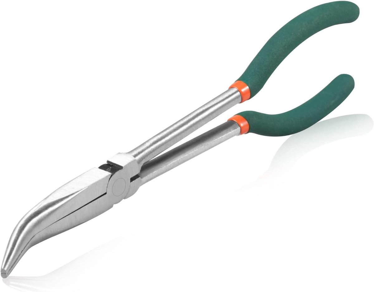 Lange Gebogen Neustang 30 Graden - Precisie Tang voor Nauwe Ruimtes met Antislip Grip