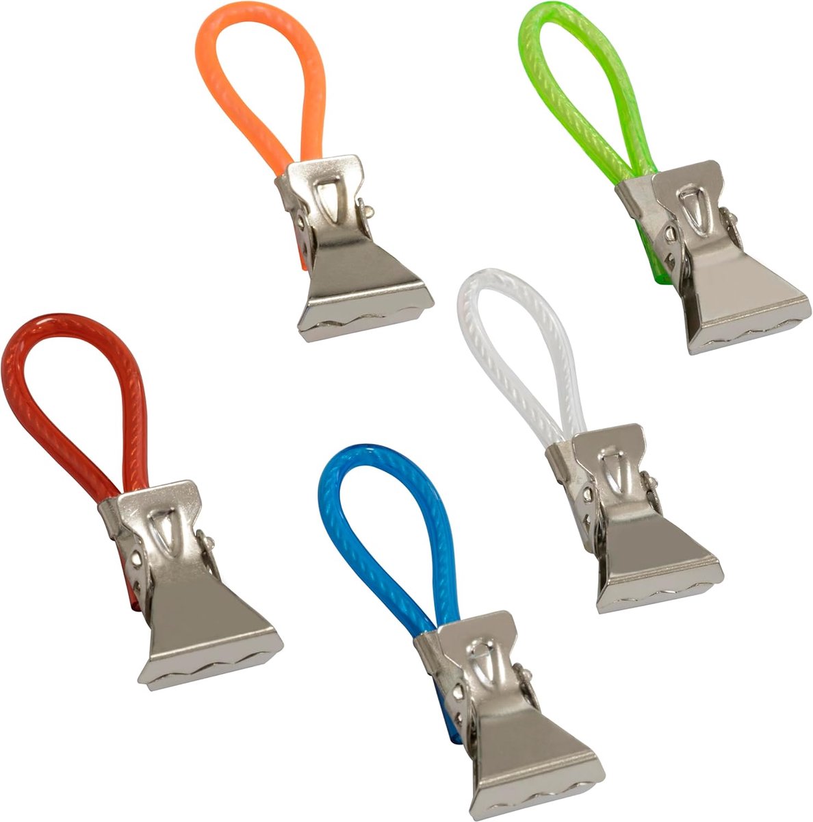 Set van 5 handdoekhangers 51 mm - metaal met siliconen - gemengde kleuren
