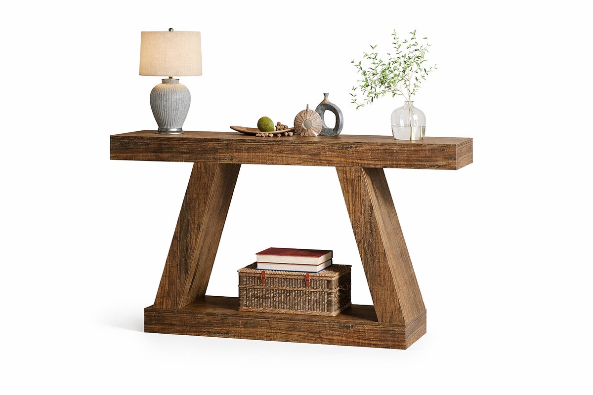 House of Balance Wandtafel - Console Tafel - Smalle Haltafel - Hout – Hal en Woonkamer - Entree tafel - Side table Donker Bruin
