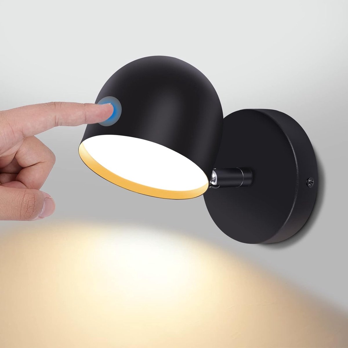 LED Wandlamp Touchscreen Dimbaar 350° Draaibaar 3000K Aluminium Zwart