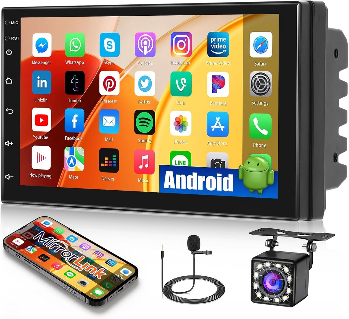 Autoradio Dubbel Din - Multimedia Systeem - Navigatie Muziek - 7 Inch Touchscreen - 2 Din