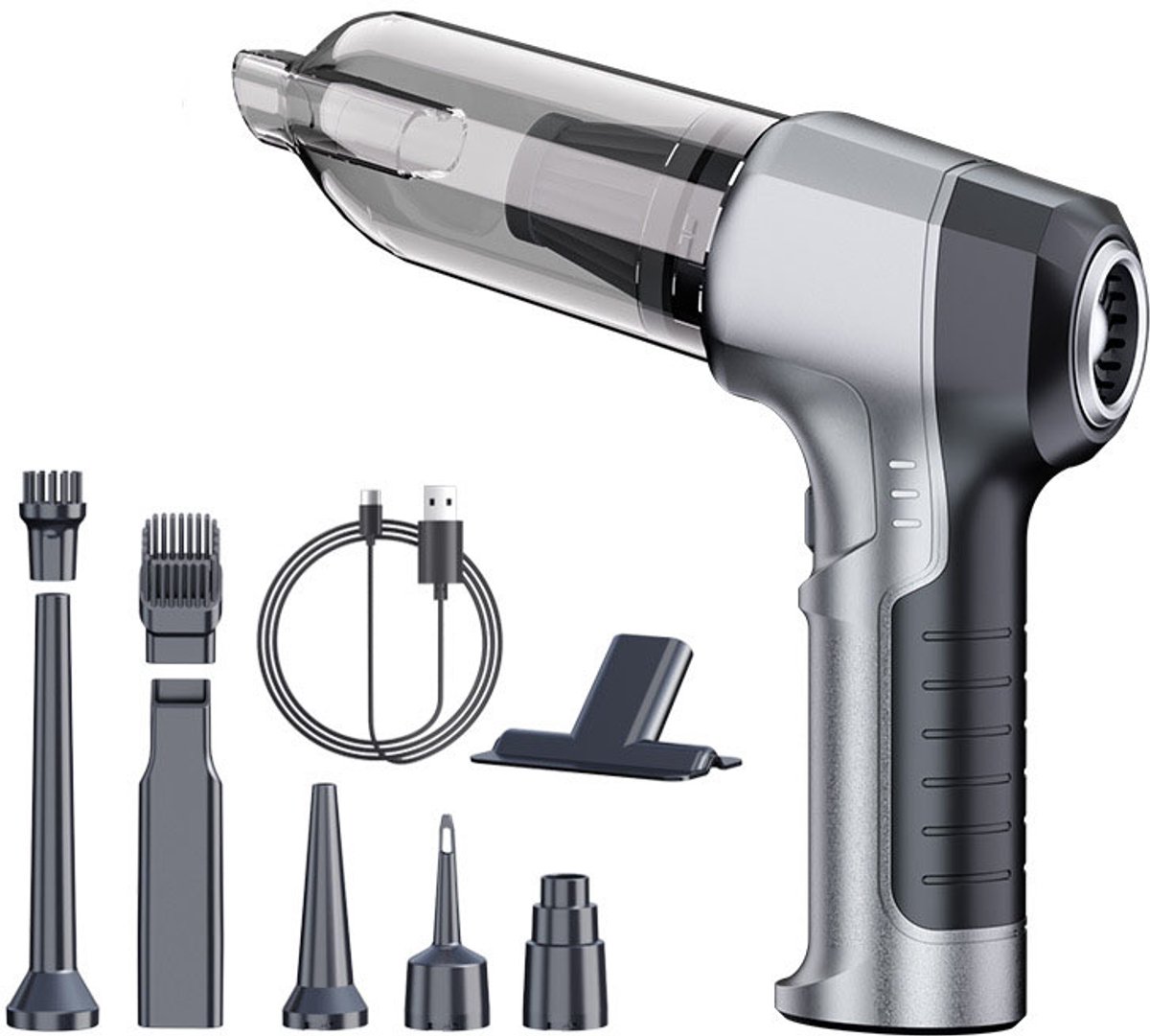 Sander Shop Mini stofzuiger Handstofzuiger, accu, 4-in-1, sterke autostofzuiger, 15000 Pa, 3 versnellingen, 80.000 omw/min, handstofzuiger, draadloos, elektrische stofventilator, perslucht voor auto, keuken, pc, bank