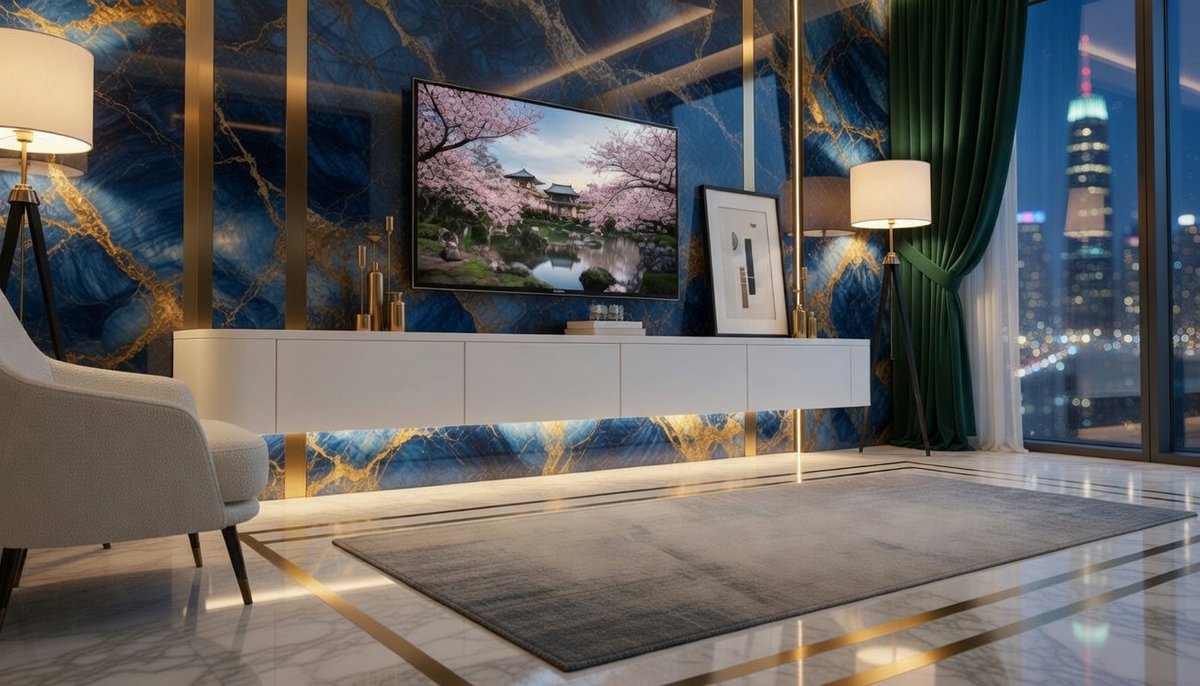 TV Meubel Zwevend – Casa Velluto LuminaWall 240 cm – Wand TV Kast met LED Verlichting, Laden en Router Opbergruimte – Modern Design Floating TV Console / TV Wandmeubel / TV Kast – Wit – 240x24x20 cm