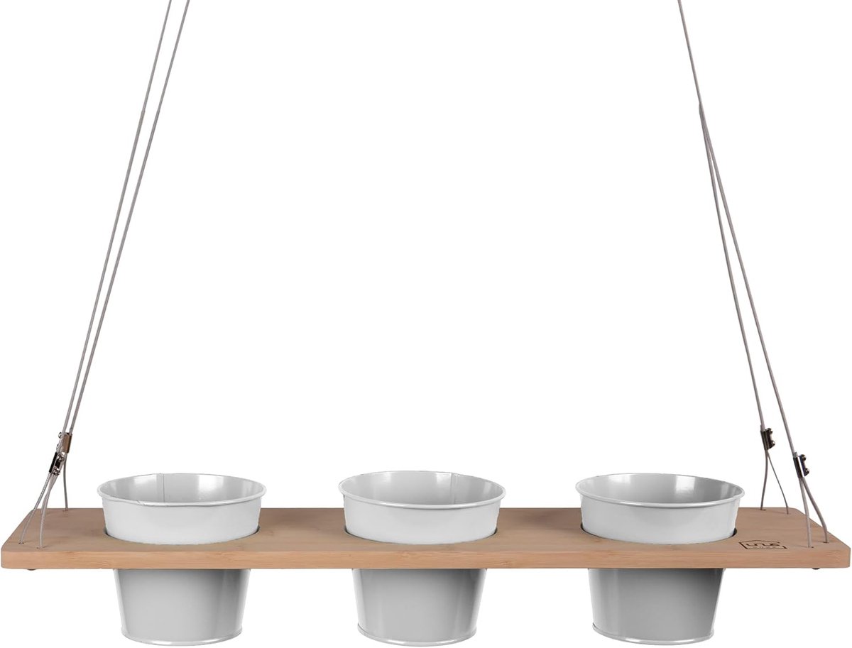 Kruidenbaar uit Bamboe, 60 x 16 cm, met Draadtouwhoogte voor Keuken, Balkon en Terras