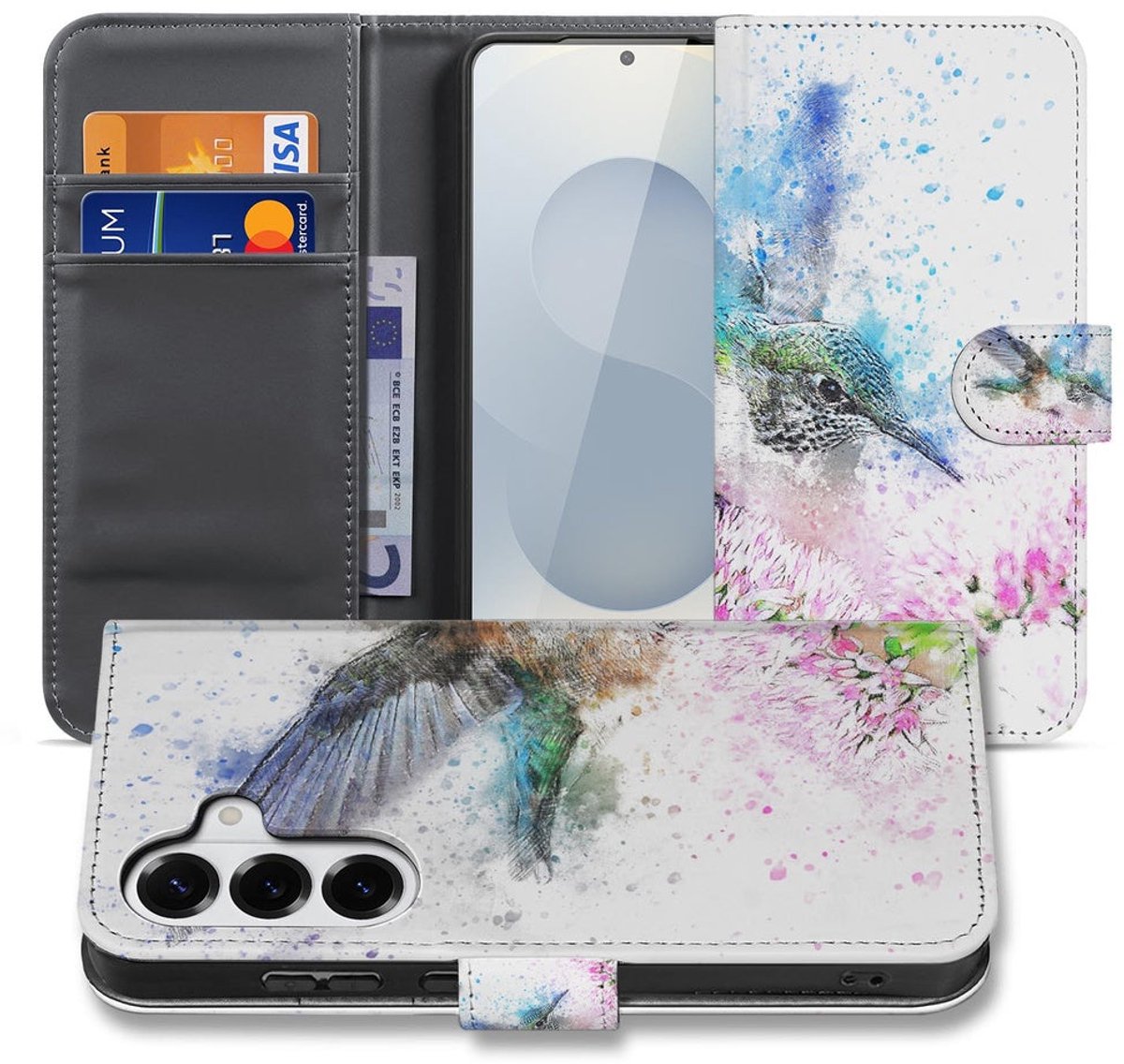 Samsung Galaxy S26 Portemonnee Hoesje Vogel Print