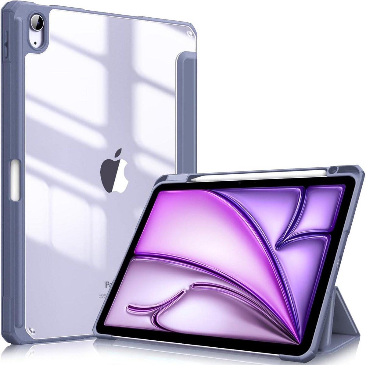 iPad Air 11 inch Case met Penhouder en Draadloos Opladen - Transparant met TPU Rand