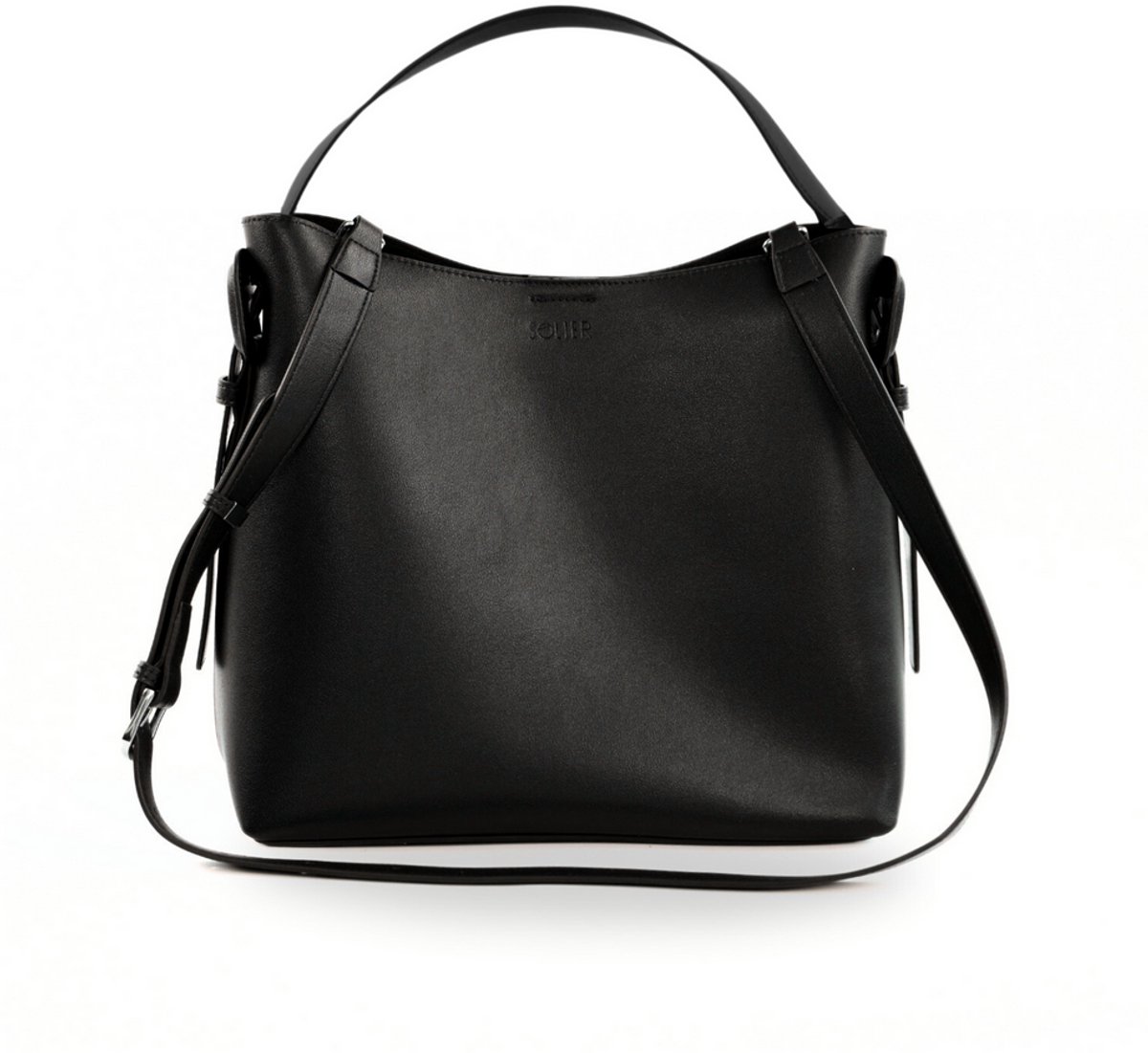 Solier Elara FL44 - Leren Handtas Dames - Verstelbare Schouderriem - Magneetsluiting - Zwart