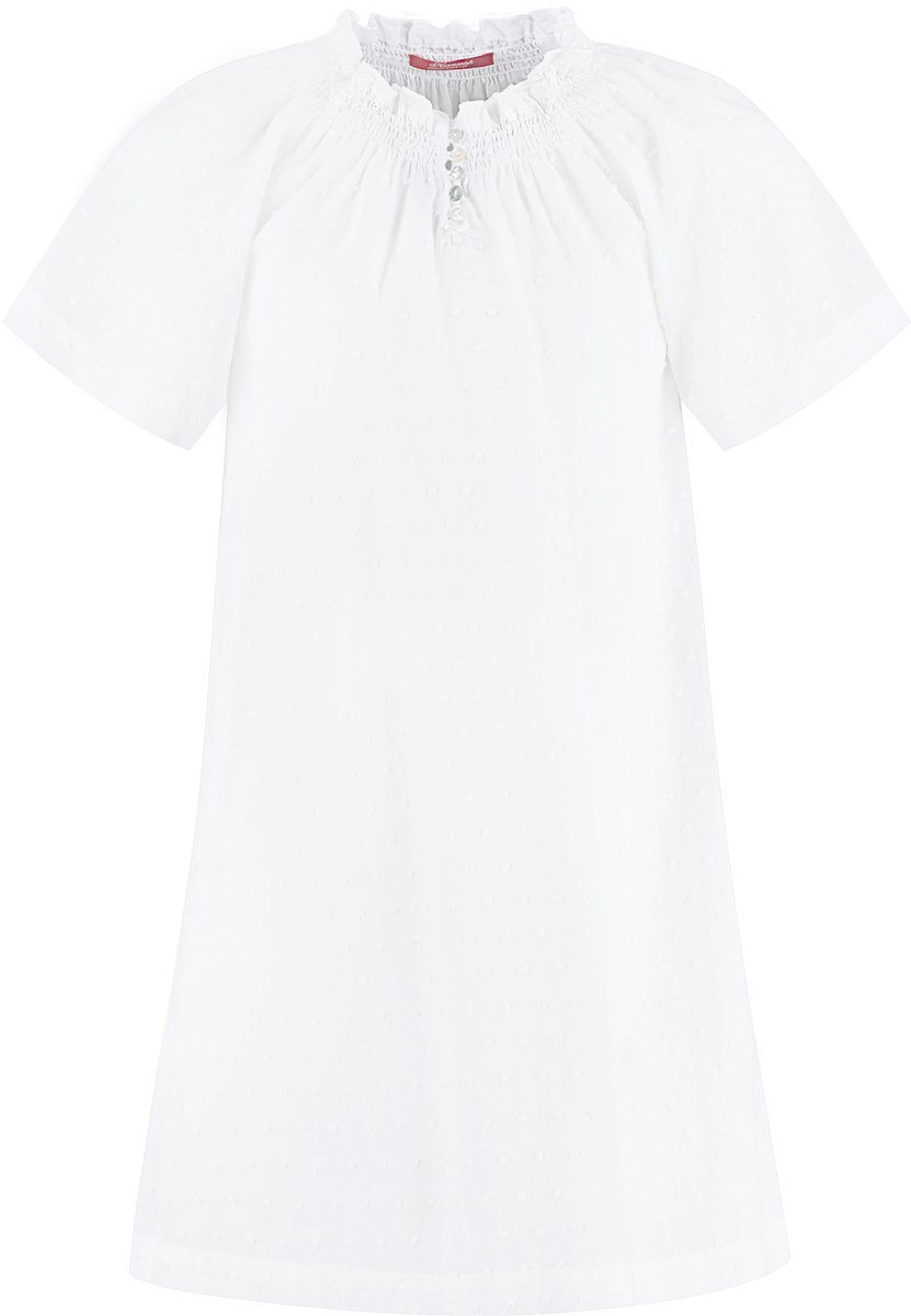 Meisjes Nachthemd Wit met smock details en Dots -152