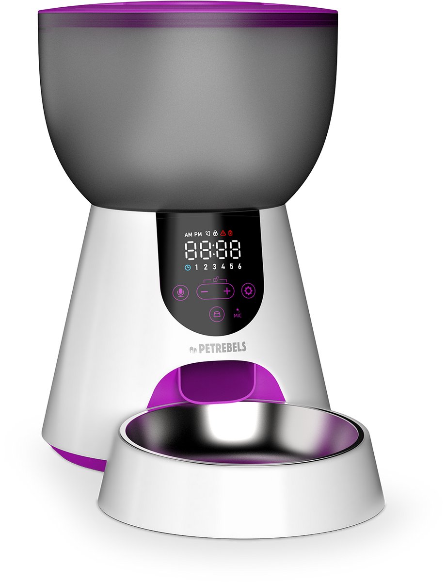 Petrebels Automatische Voerbak Kat - Programmeerbaar - Spraakopname - Inhoud 4 liter - Touchscreen - Food-Express 515 Wit