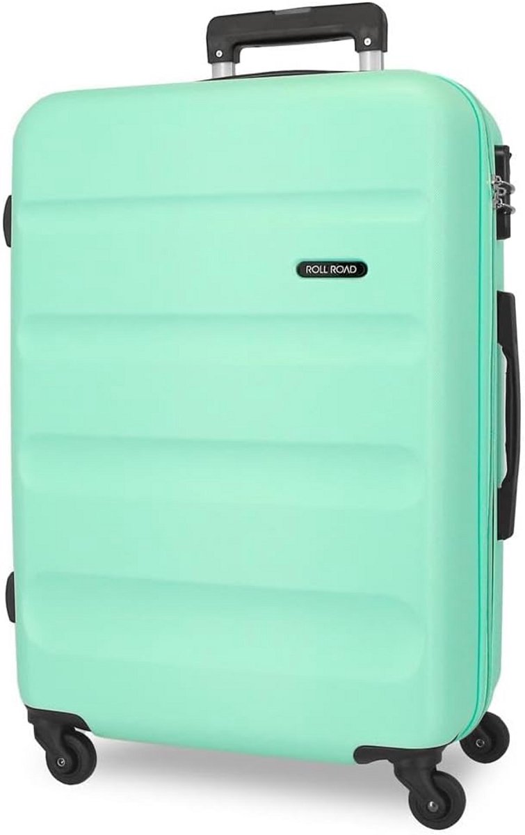 Hardcase koffer ABS 4 draaibare wielen zijdelingse combinatiesluiting praktische binnenruimte turquoise
