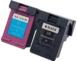 KATRIZ® huismerk inkt 1x HP56 Zwart + 1x HP57 Kleur (2stuks) | (C6656A+C6657A)-HP Copier 410 HP DeskJet 410C HP DeskJet 450 HP DeskJet 450C HP DeskJet 450CBI HP DeskJet 450CI HP DeskJet 450WBT HP DeskJet 5100 HP DeskJet 5145 HP DeskJet 5150...