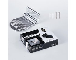 Opvouwbare douchevoetsteun in space aluminium - antislip en roestvrij voor thuis en hotel