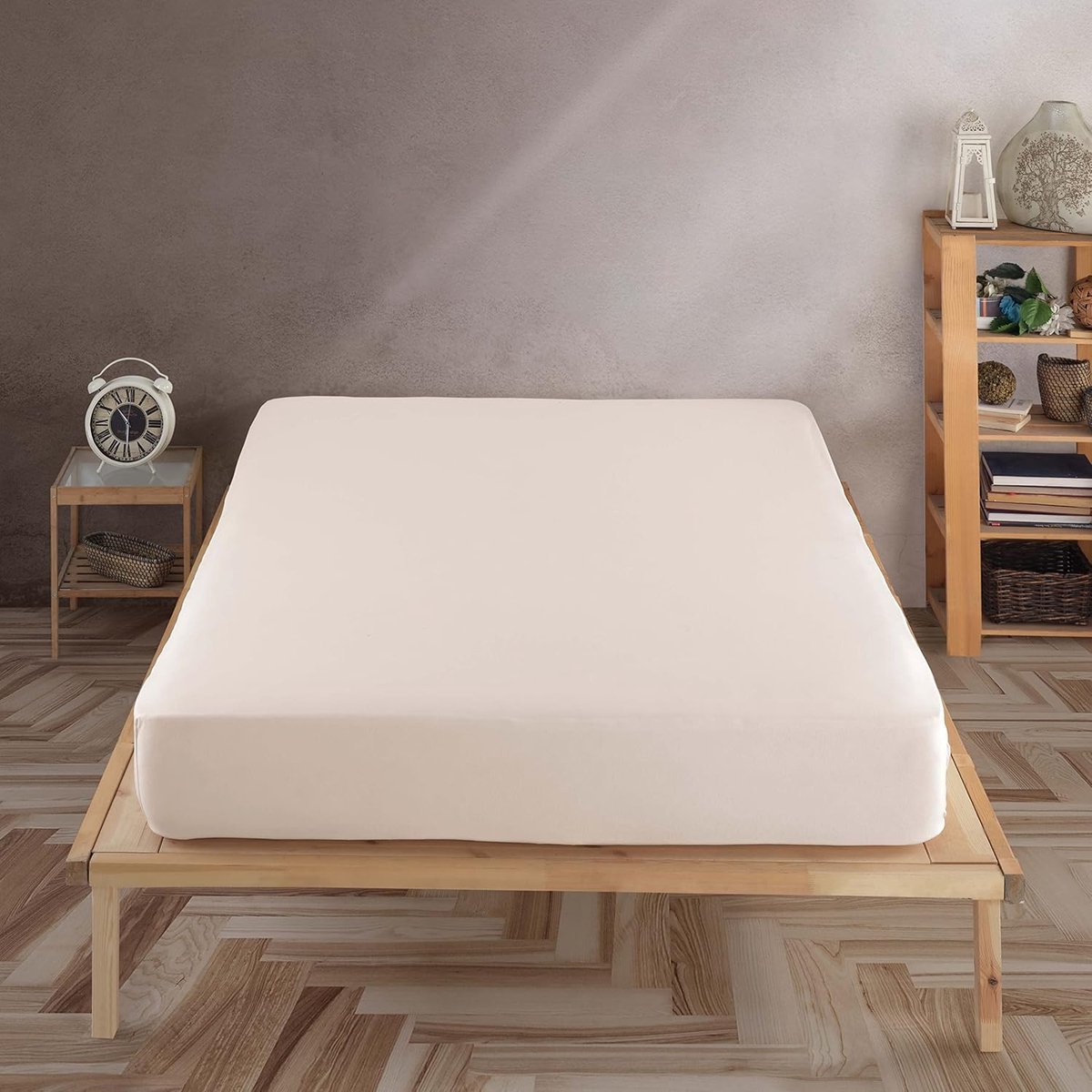 Jersey Hoeslaken 180x200 cm Beige - 100% Katoen - Geschikt voor Matrassen tot 35 cm Hoog