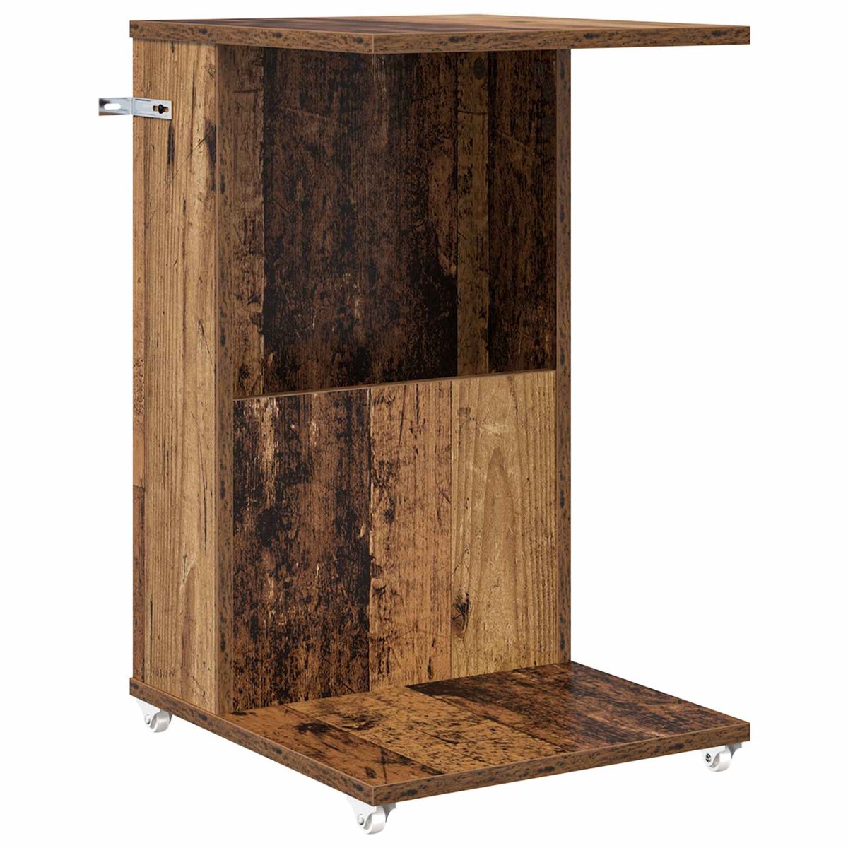 vidaXL Bijzettafel - met - wiel - Oudhout - 40 - x - 35 - x - 60 - cm - Bewerkt - hout
