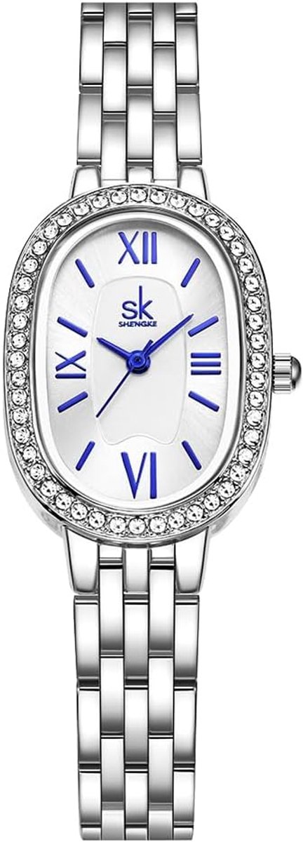 Ovaal Armband Horloge - Dames Horloge - Dagelijks Gebruik - Kristallen Accent - 157 x 94 cm - Zilverkleurig