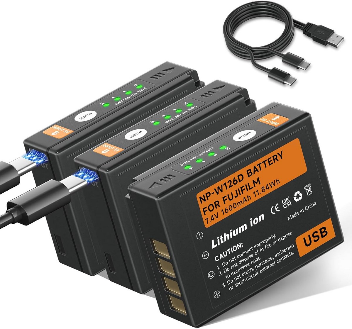 Camera Accu Set - Reserve Batterijen - Fotografie - Direct Oplaadbaar - 3 Stuks