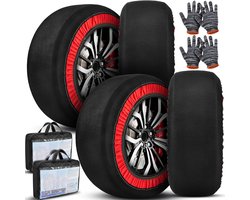 Set van 4 Sneeuwsokken met Handschoenen - Eenvoudig te Installeren Winteraccessoire voor Auto's, SUV's en Vrachtwagens