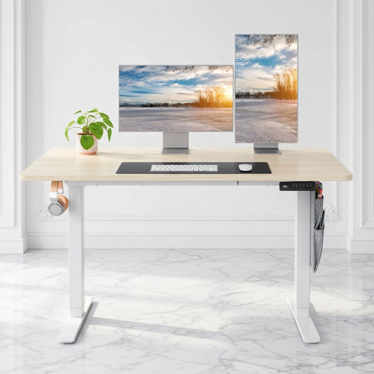 GARDEN HOUSE GARAGE Elektrisch Zit-Sta Bureau 120x60 cm met 4 Geheugenstanden – Ergonomisch Verstelbaar Sta Bureau met Stalen Frame (72-118 cm) – Wit | House&Garden