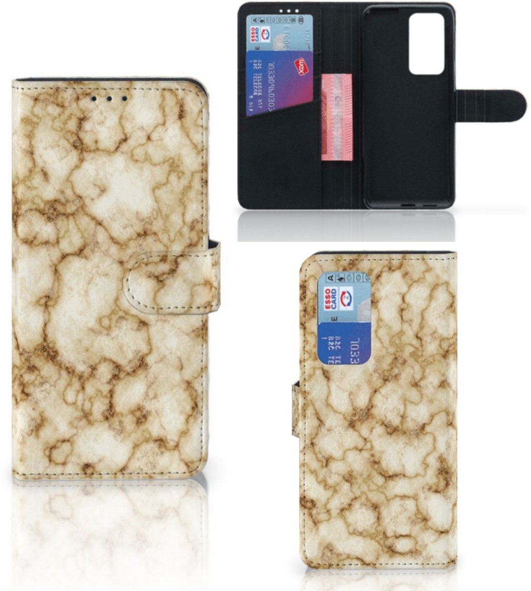 Book Case voor Huawei P40 Pro Bookcase Marmer Goud