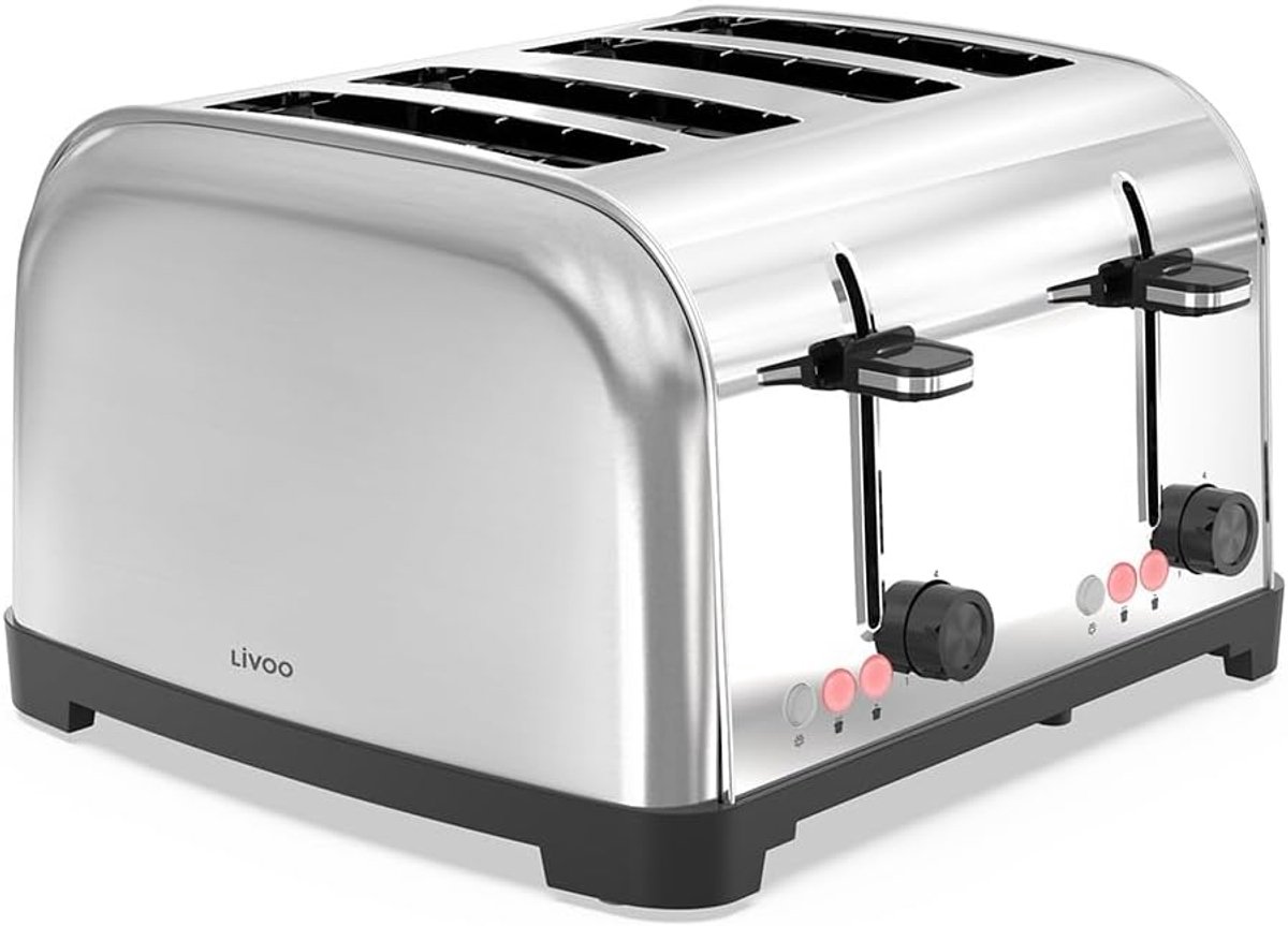 Broodrooster met 4 Sleuven - 1500-1700W - 3 Functies en 2 Thermostaten