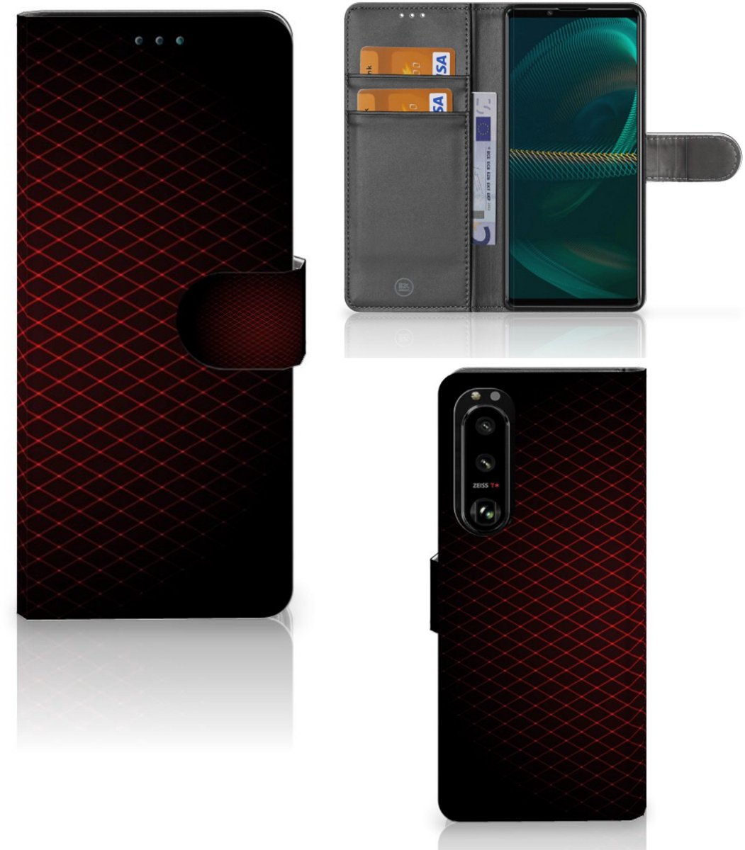 Sony Xperia 5III Telefoon Hoesje Geruit Rood