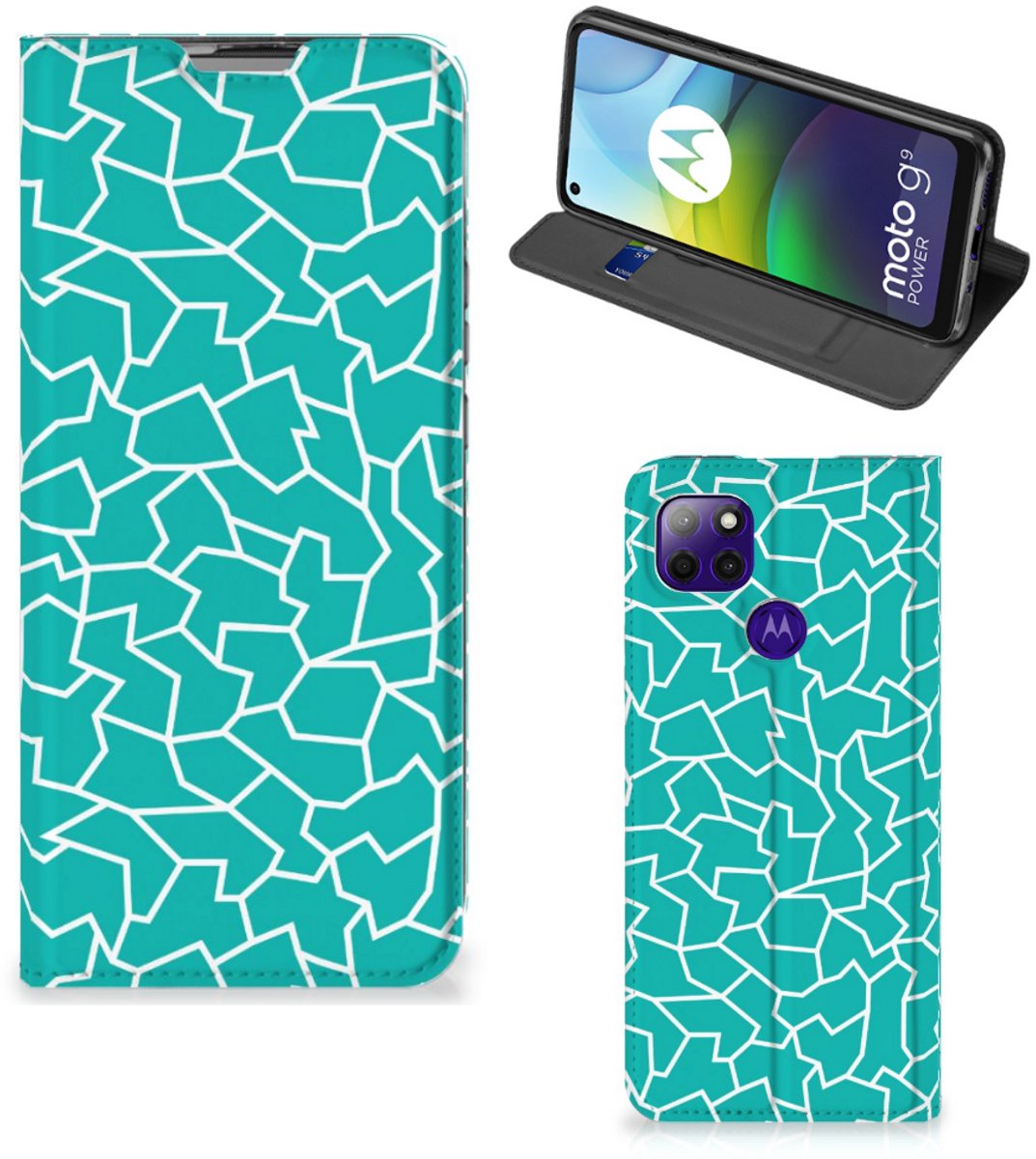 Motorola Moto G9 Power Bookcase Cracks Blue