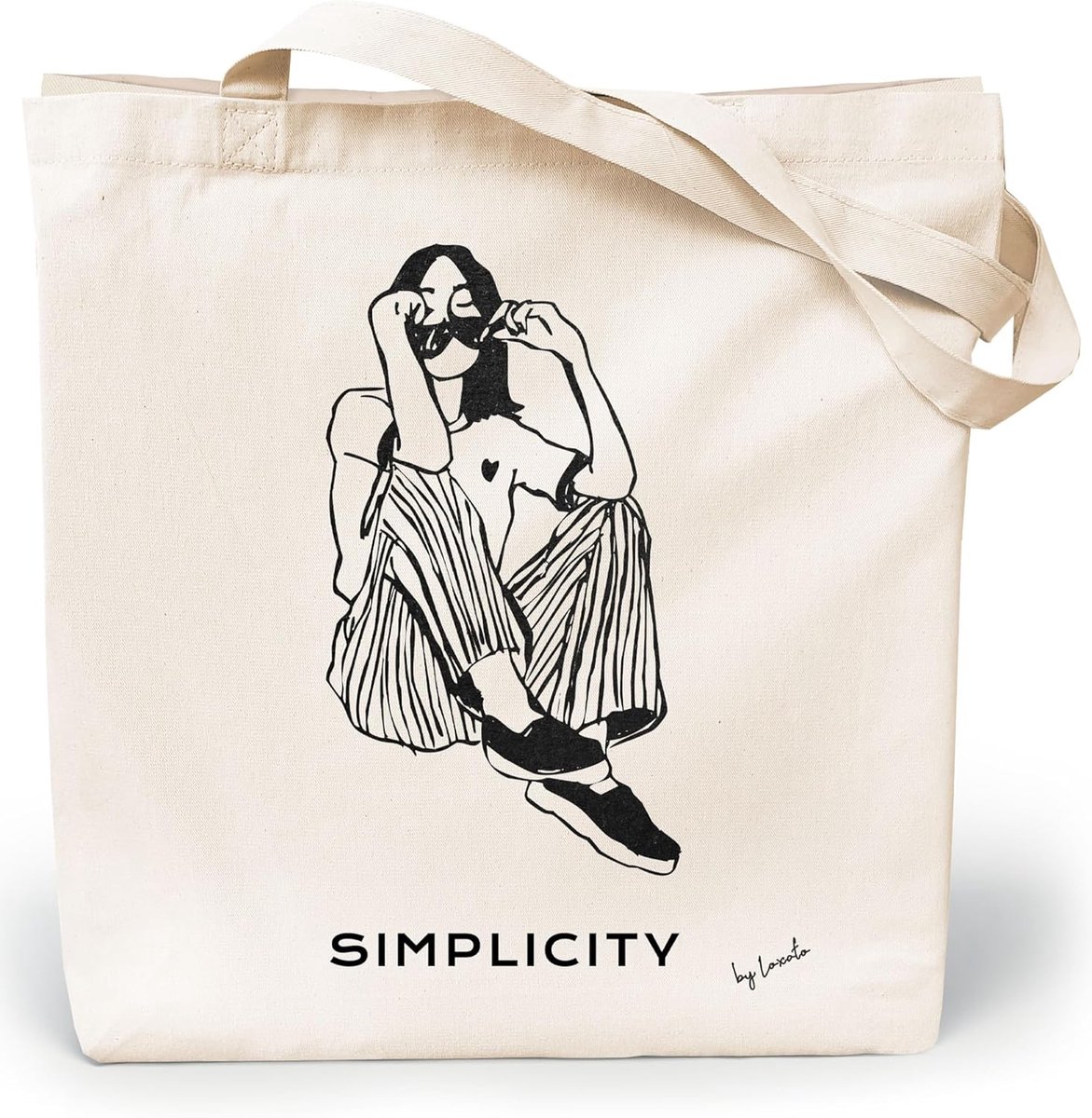 Dames Shopper Canvas Tas - Handgemaakte Tote Bag van Katoen 35 x 42 cm, Extra Breed
