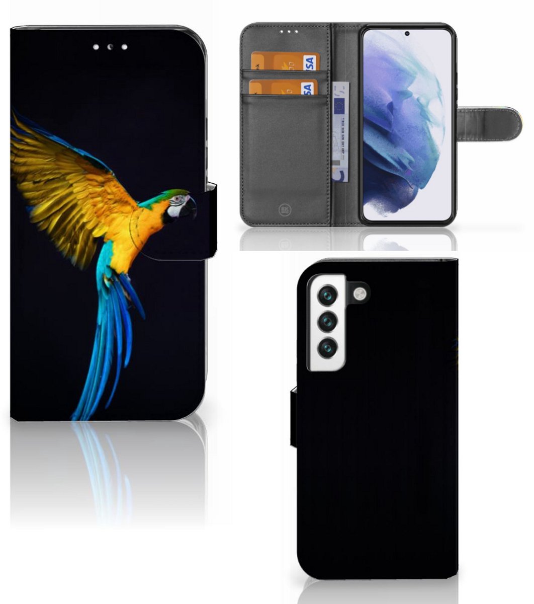 Book Case voor Samsung Galaxy S22 Telefoonhoesje met Pasjes Papegaai