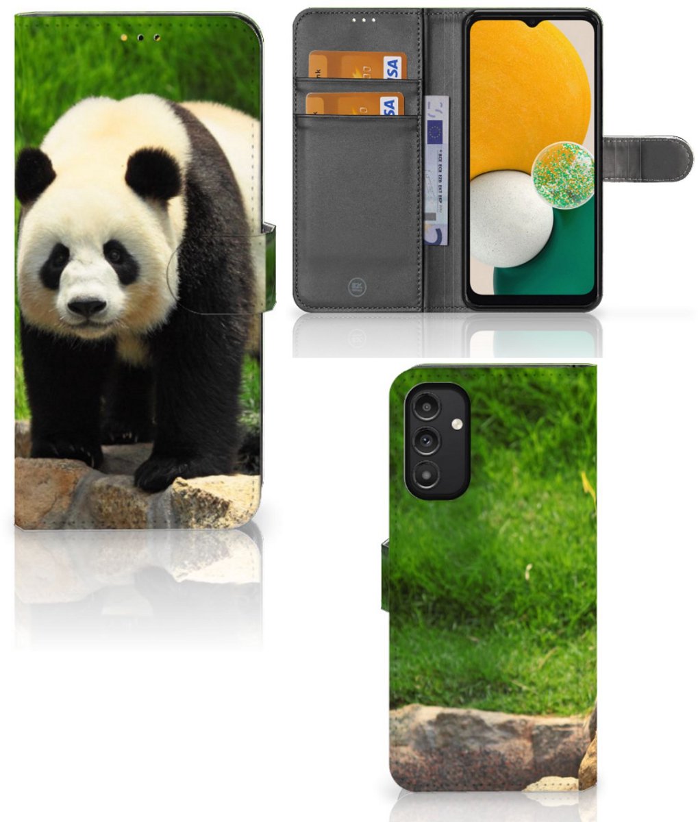 Book Case voor Samsung Galaxy A14 5G Telefoonhoesje met Pasjes Panda
