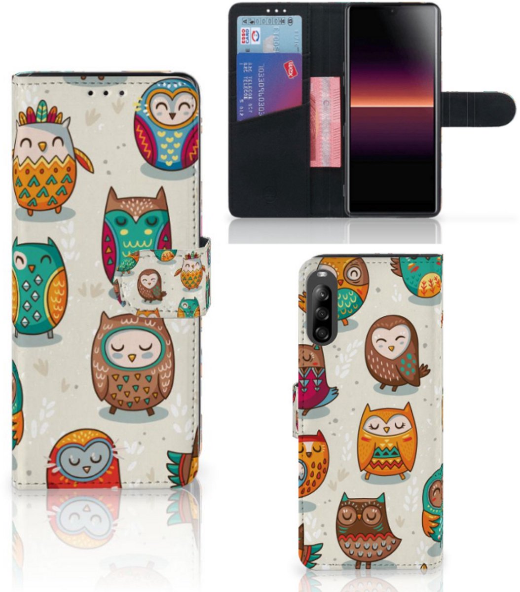 Sony Xperia L4 Telefoonhoesje met Pasjes Vrolijke Uilen