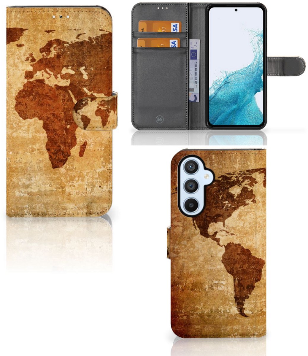 Book Case voor Samsung Galaxy A54 5G Flip Cover Wereldkaart