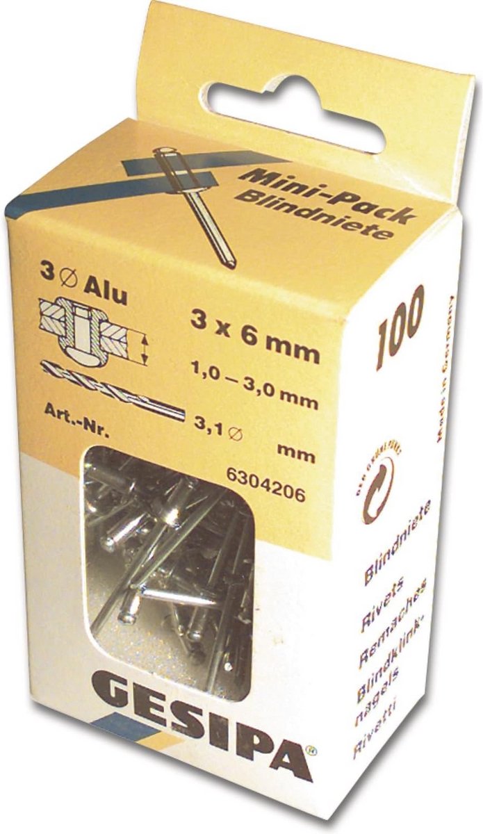 Handniettang mini-pack voor aluminium en staal - 100 stuks