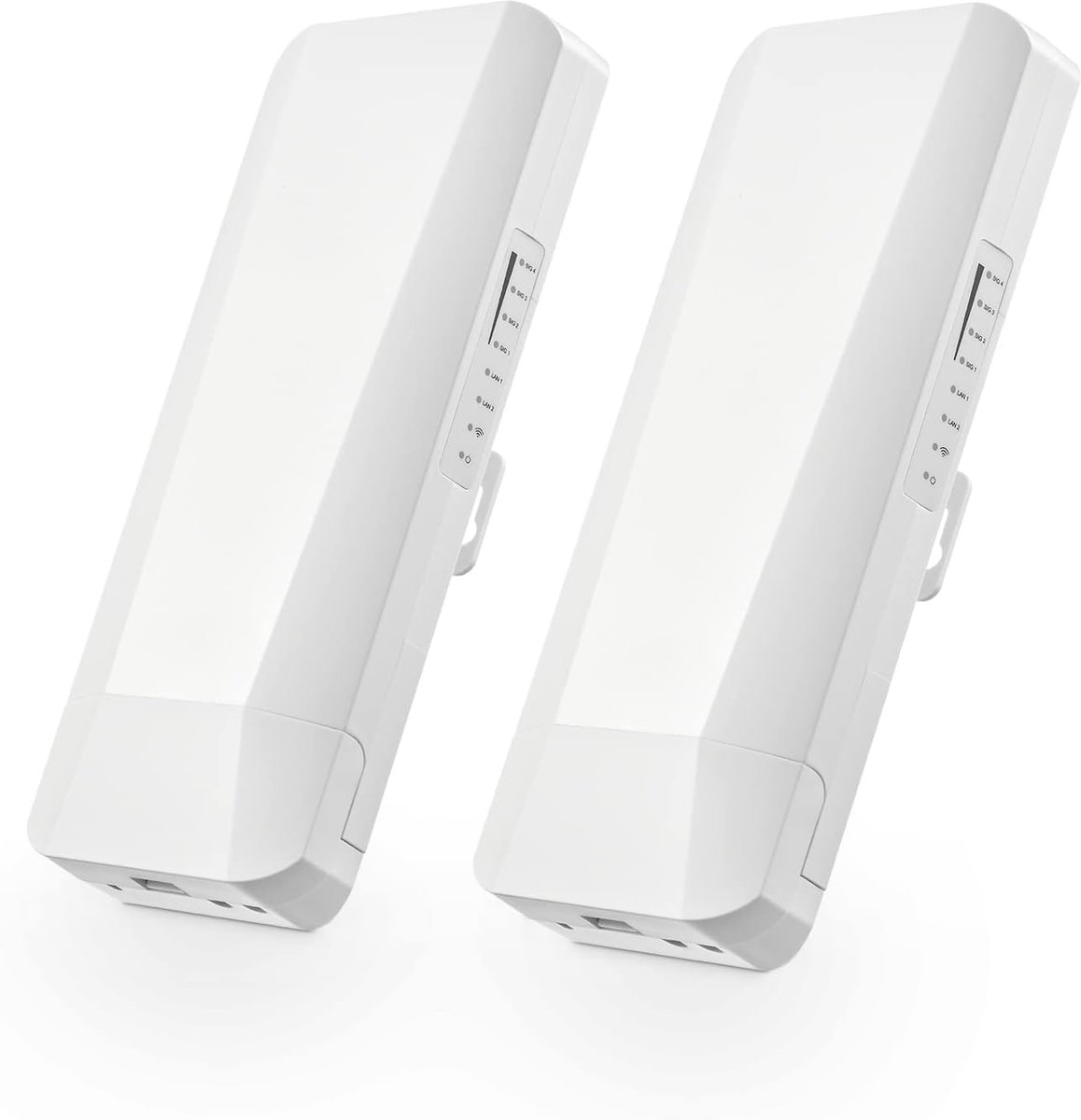 Punt-tot-punt WLAN WiFi-brug buiten met 2 ethernetpoorten, 5 GHz, tot 3 km afstand, 100 Mbit/s, 24V PoE-adapter