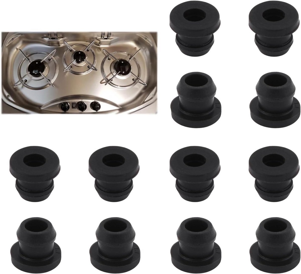 12 Stuks Pannendragerrubbers voor Kookplaten – Compatibel met 5 mm Staven, Zwart