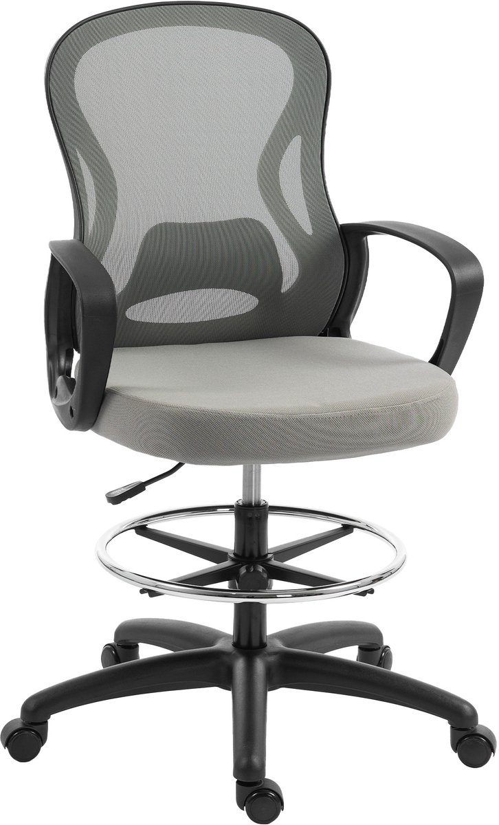 Vinsetto Tekenstoel - Meshstof, schuim - 59 x 65 x 123 cm - Grijs