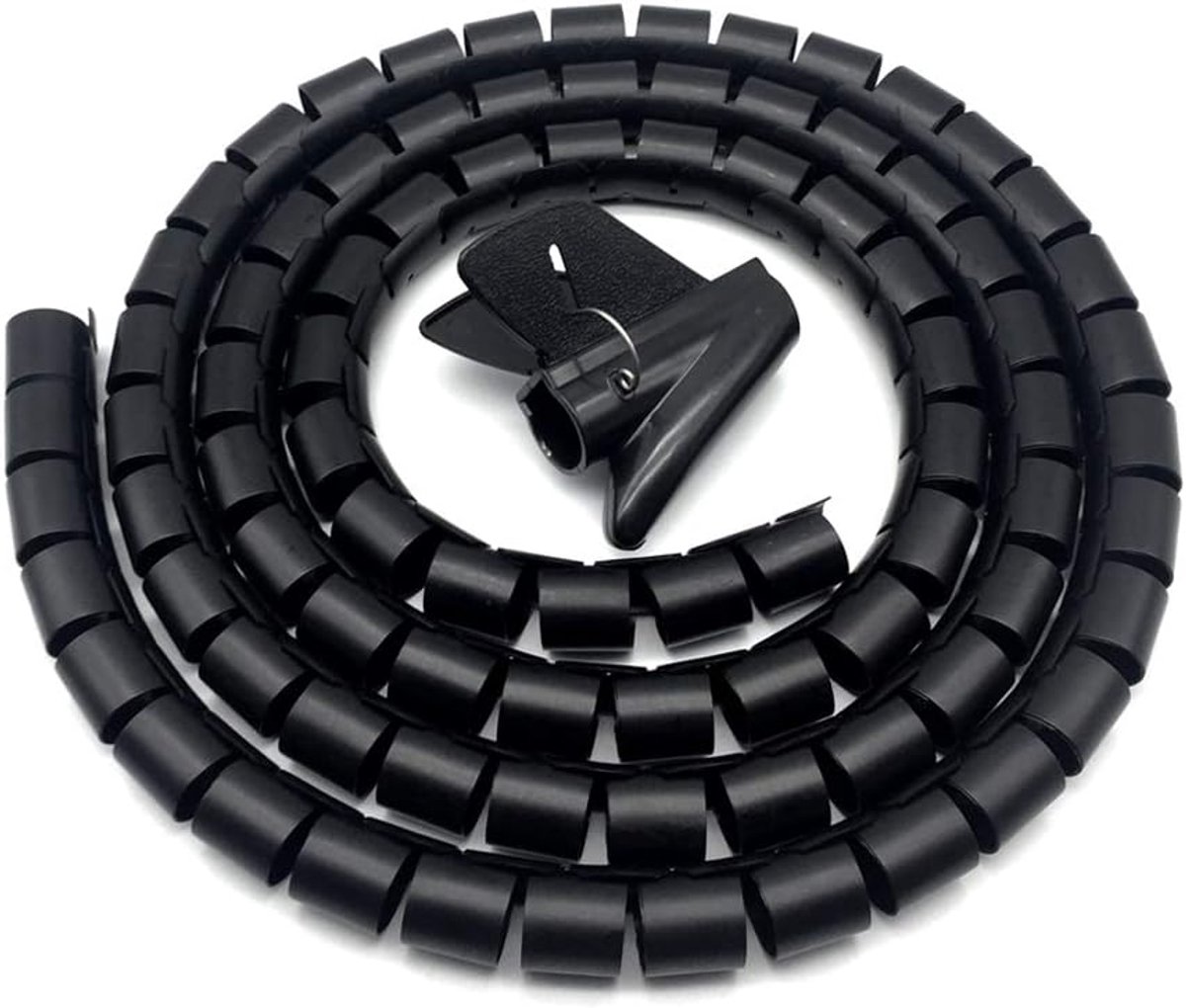 Universele Kabelslang 28mm x 2m - Flexibele Kabelorganisatie voor Computer en TV, Zwart