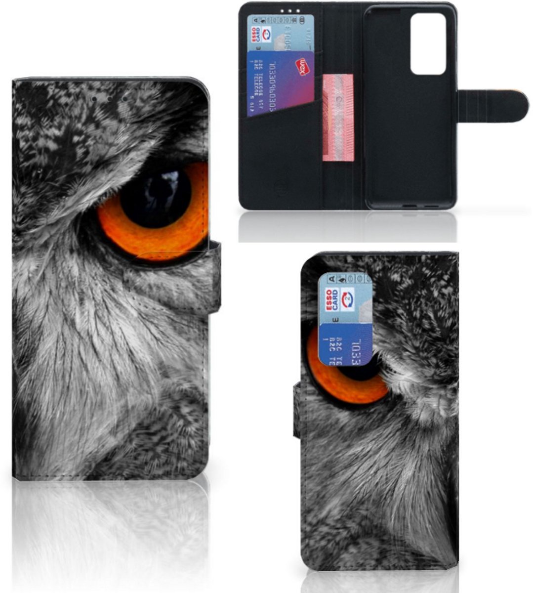Huawei P40 Pro Telefoonhoesje met Pasjes Uil
