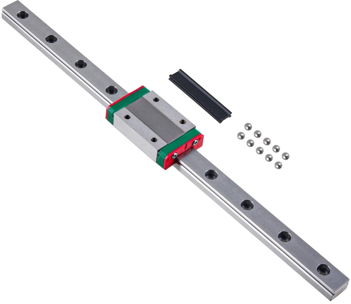 Mini-lineaire geleiderails 400 mm met precisiemeetinstrumenten en draagblok