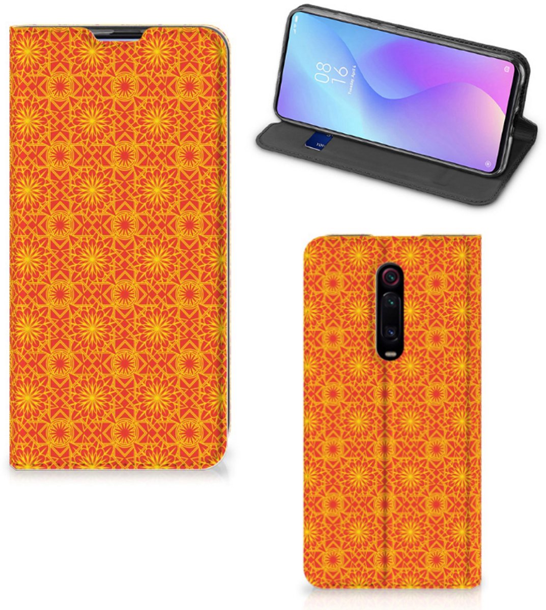Xiaomi Redmi K20 Pro Hoesje met Magneet Batik Oranje