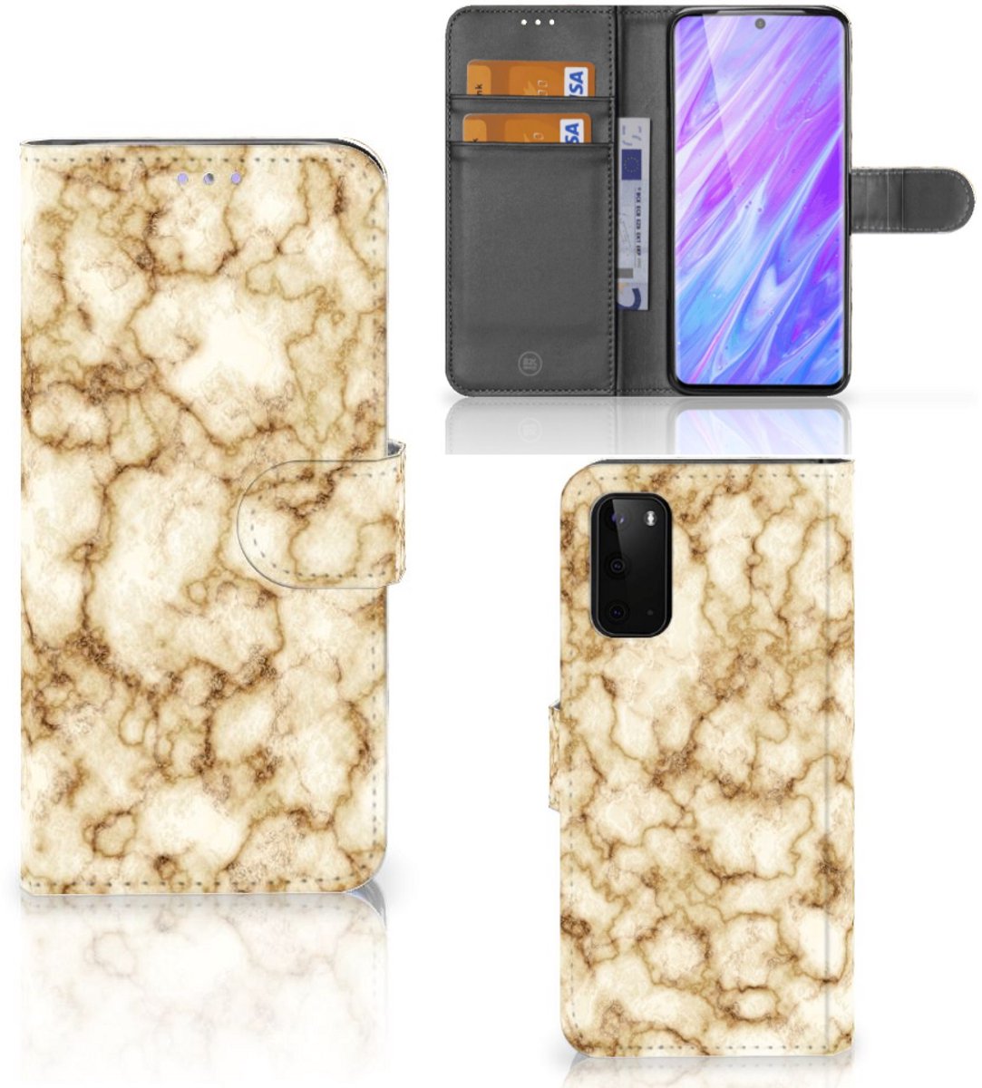 Samsung Galaxy S20 Bookcase Marmer Goud