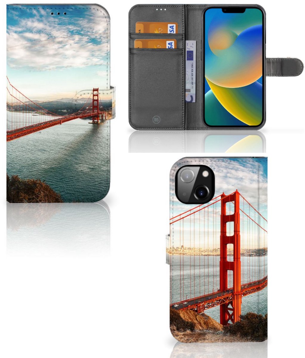 Book Case voor iPhone 14 Plus Flip Cover Golden Gate Bridge